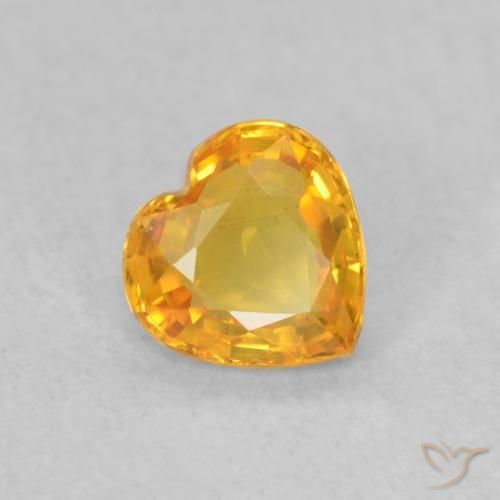 0.40ct 자연스러운 오렌지-골드 사파이어, 마음, VVS-VS