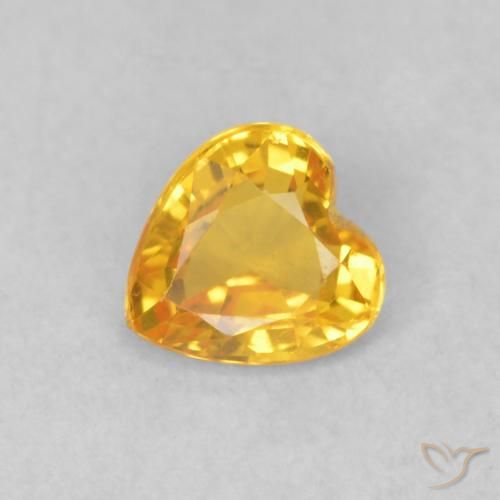 0.43ct 자연스러운 골든 오렌지 사파이어, 마음, VS