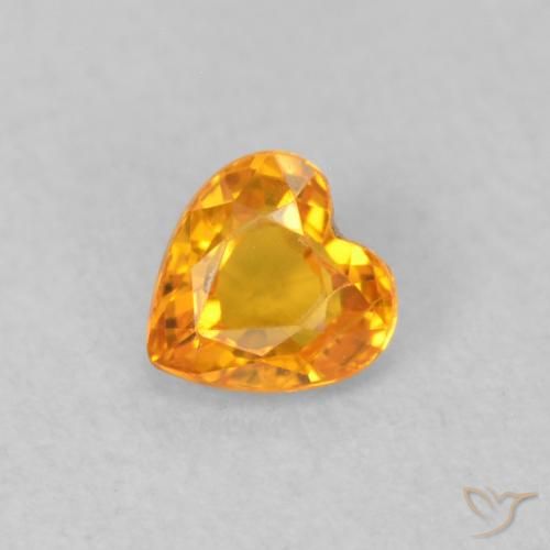 0.35ct 자연스러운 살구 오렌지 사파이어, 마음, VS
