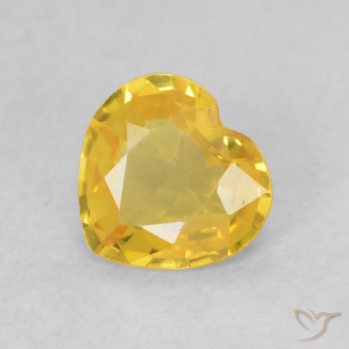 0.39ct 자연스러운 골든 오렌지 사파이어, 마음, VVS-VS