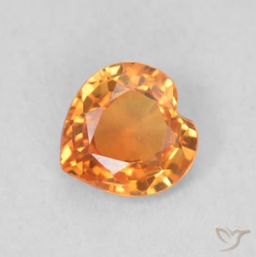 0.40ct 자연스러운 미디엄 오렌지 사파이어, 마음, VVS-VS