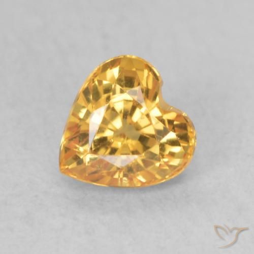 0.53ct 자연스러운 오렌지-골드 사파이어, 마음, VVS-VS