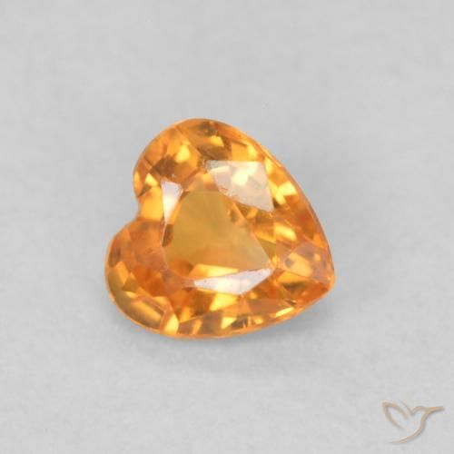 0.35ct 자연스러운 미디엄 오렌지 사파이어, 마음, VS