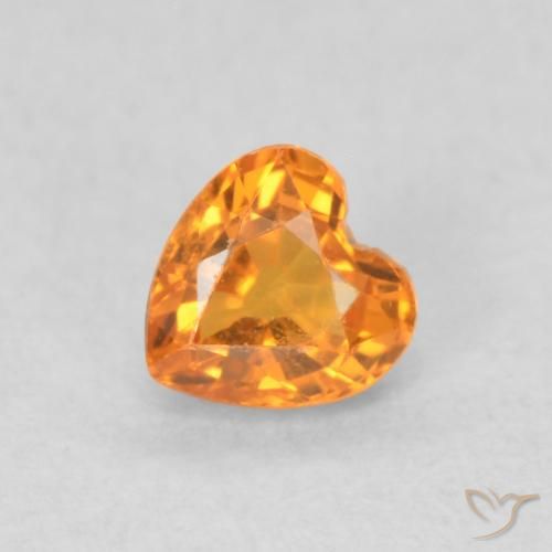 0.38ct 자연스러운 살구 오렌지 사파이어, 마음, VS