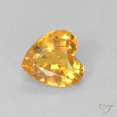 0.47ct 자연스러운 딥 골든 오렌지 사파이어, 마음, VVS-VS