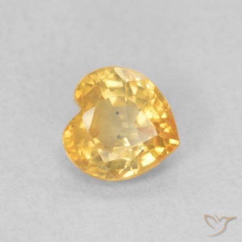 0.44ct 자연스러운 브라이트 골드 사파이어, 마음, VS