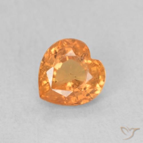 0.48ct 자연스러운 밝은 주황색 사파이어, 마음, VS