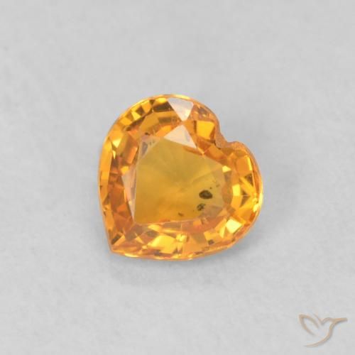 0.40ct 자연스러운 인텐스 오렌지 사파이어, 마음, VS