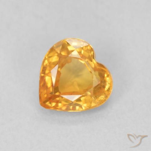 0.47ct 자연스러운 오렌지-골드 사파이어, 마음, VS