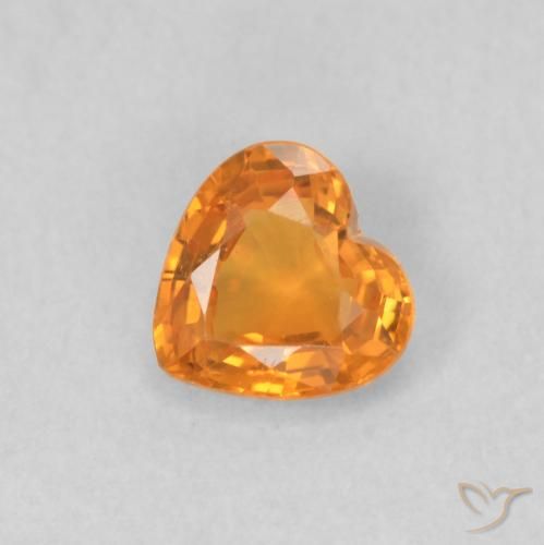0.37ct 자연스러운 미디엄 오렌지 사파이어, 마음, VVS-VS