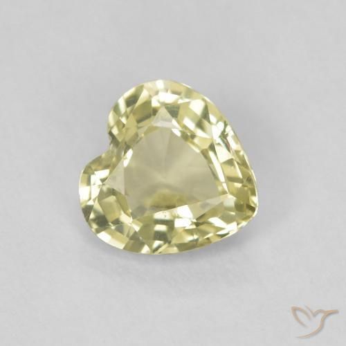0.72ct 자연스러운 연한 녹황색 사파이어, 마음, VVS-VS