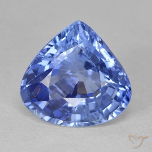 4.73ct 자연스러운 미디엄 다크 블루 사파이어, 배 모양, VVS