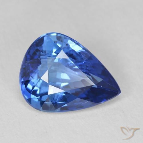 3.55ct 자연스러운 미디엄 다크 블루 사파이어, 배 모양, VVS-VS
