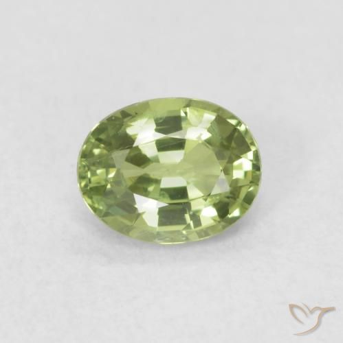 0.46ct 자연스러운 따뜻한 녹색 사파이어, 타원형, VVS-VS