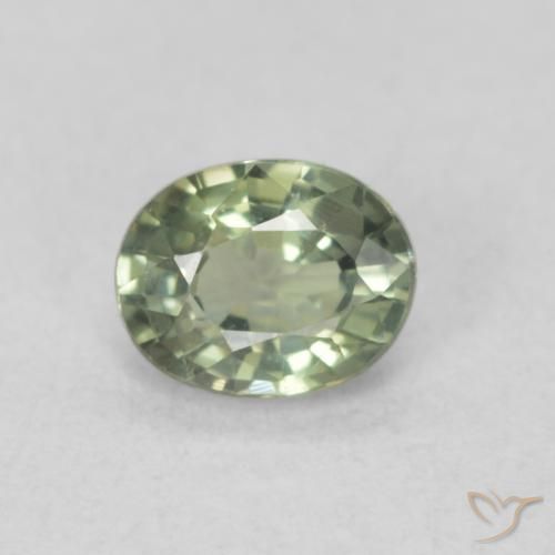 0.50ct 자연스러운 연한 초록색 사파이어, 타원형, VVS