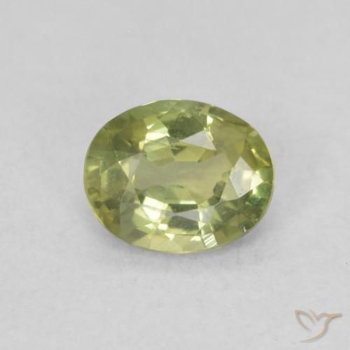 0.44ct 자연스러운 연두색 사파이어, 타원형, VS