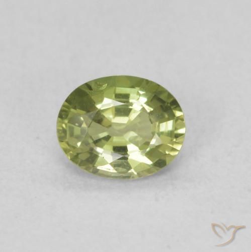 0.39ct 자연스러운 연두색 사파이어, 타원형, VS