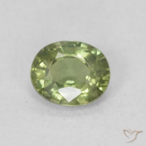 0.46ct 자연스러운 연한 초록색 사파이어, 타원형, VS