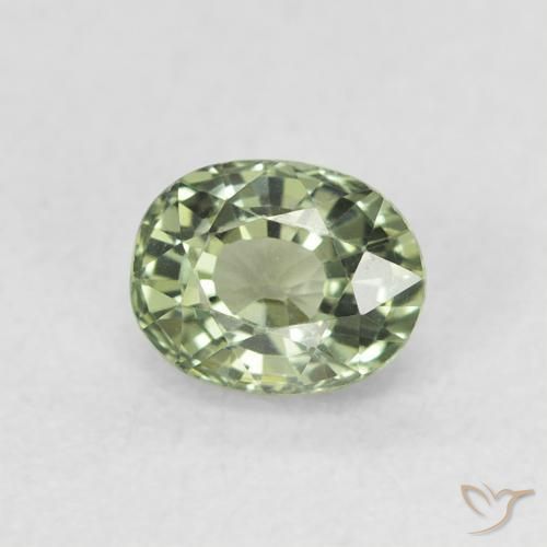 0.66ct 자연스러운 회녹색 사파이어, 타원형, VVS