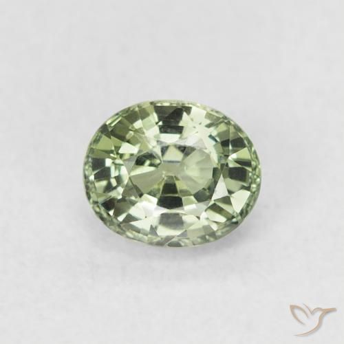 0.62ct 자연스러운 연한 초록색 사파이어, 타원형, VVS