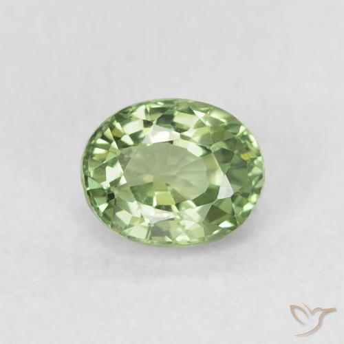 0.64ct 자연스러운 연한 초록색 사파이어, 타원형, VVS