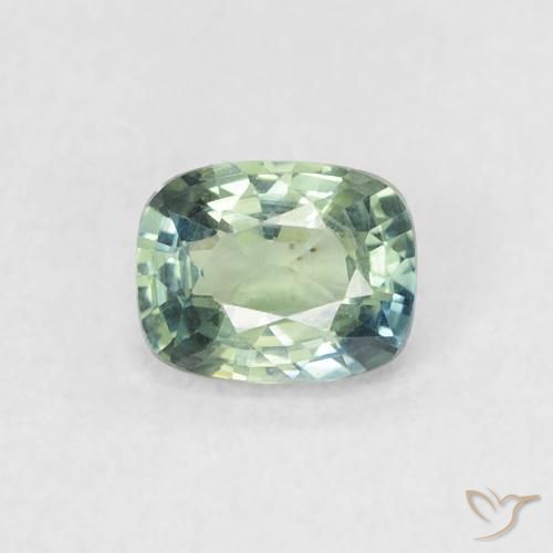 0.60ct 자연스러운 미디엄 블루 그린 사파이어, 방석, VVS-VS