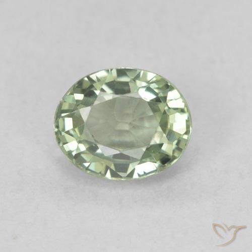 0.59ct 자연스러운 옅은 녹색 사파이어, 타원형, VVS-VS