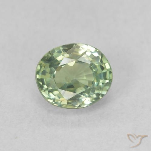 0.60ct 자연스러운 연한 초록색 사파이어, 타원형, VVS-VS
