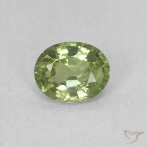 0.42ct 자연스러운 따뜻한 녹색 사파이어, 타원형, VVS-VS