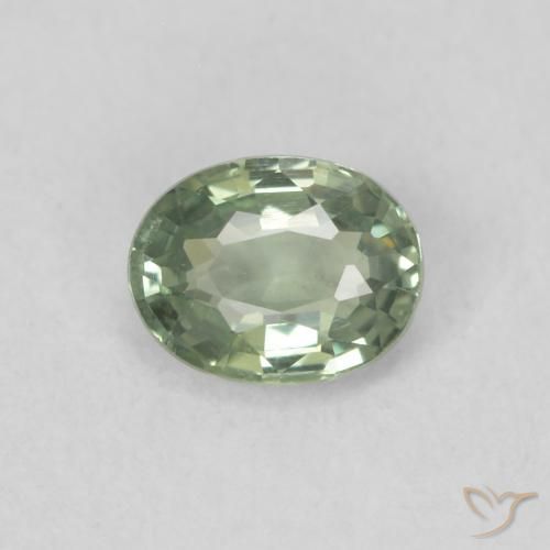 0.42ct 자연스러운 연한 초록색 사파이어, 타원형, VS
