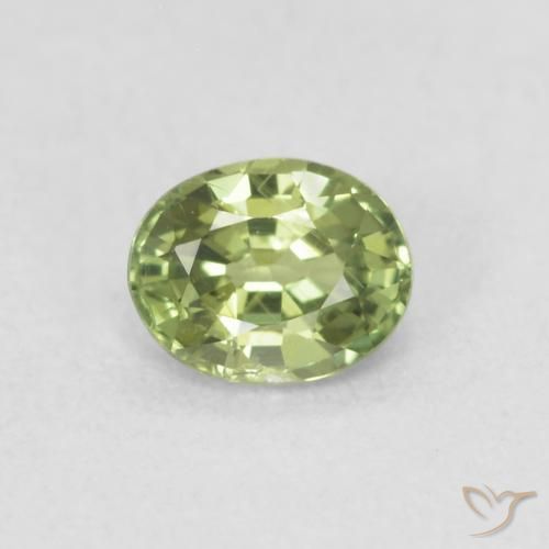 0.42ct 자연스러운 황록색 사파이어, 타원형, VS