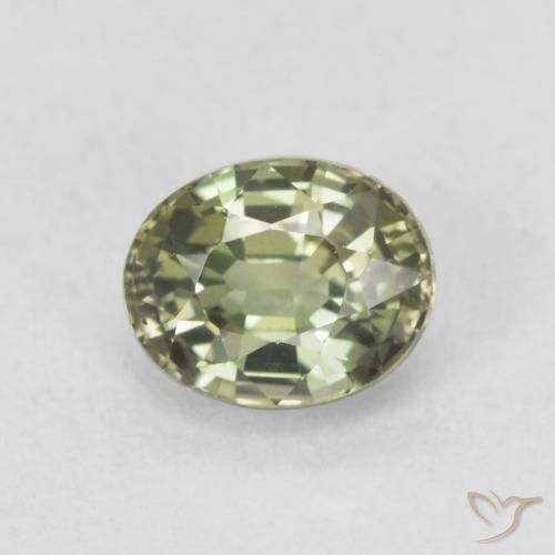 0.64ct 자연스러운 세이지 그린 사파이어, 타원형, VVS
