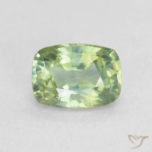 0.84ct 자연스러운 매우 밝은 세이지 그린 사파이어, 방석, VS