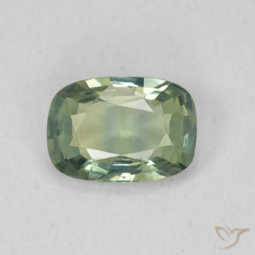 0.92ct 자연스러운 초록빛이 도는 파란색 사파이어, 방석, VVS