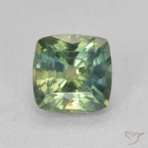 0.91ct 자연스러운 초록빛이 도는 파란색 사파이어, 방석, VVS-VS