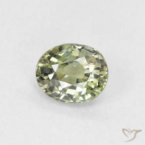 0.52ct 자연스러운 연한 초록색 사파이어, 타원형, VVS