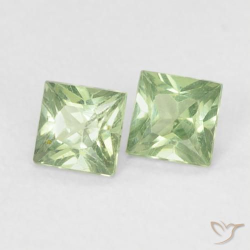 0.40캐럿 천연 Medium Light Green 사파이어 보석, 정사각형, VS