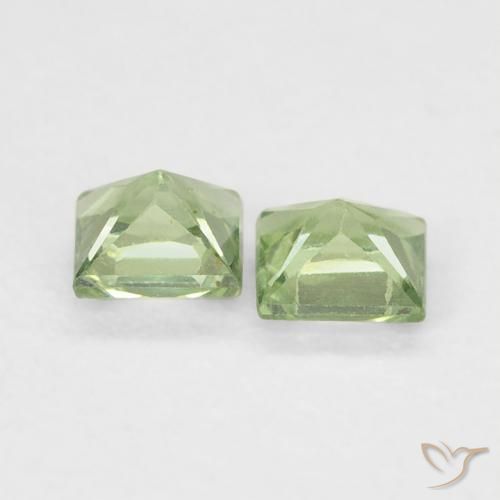 0.40캐럿 천연 Medium Light Green 사파이어 보석, 정사각형, VS
