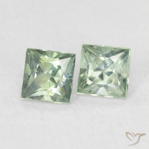 0.44캐럿 천연 Medium Light-Green 사파이어 보석, 정사각형, VS