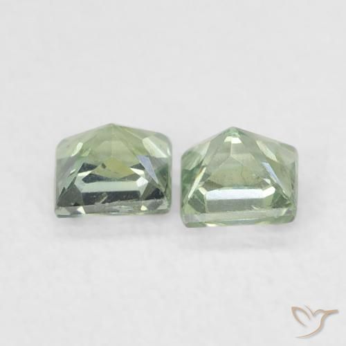 0.44캐럿 천연 Medium Light-Green 사파이어 보석, 정사각형, VS