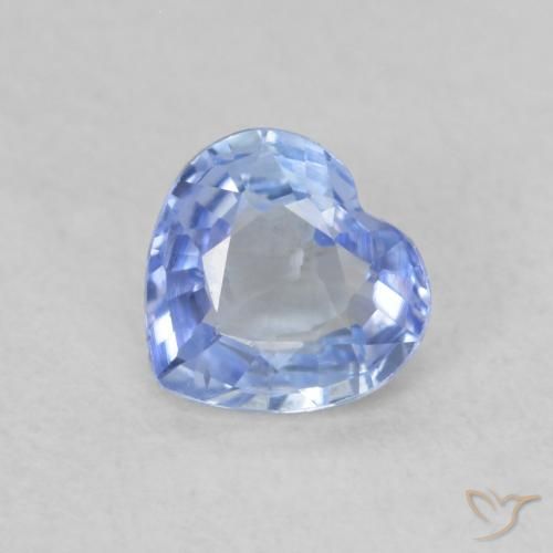 0.50ct 자연스러운 파스텔 블루 사파이어, 마음, VVS-VS