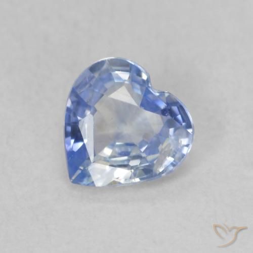 0.44ct 자연스러운 파스텔 블루 사파이어, 마음, VS
