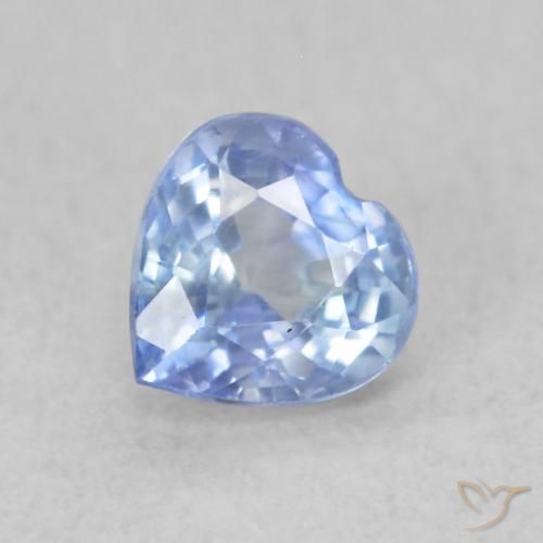 0.51ct 자연스러운 파스텔 블루 사파이어, 마음, VS