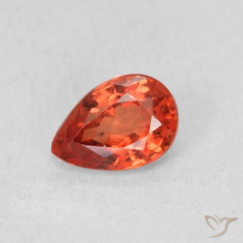 0.55ct 자연스러운 붉은 오렌지 사파이어, 배 모양, VS
