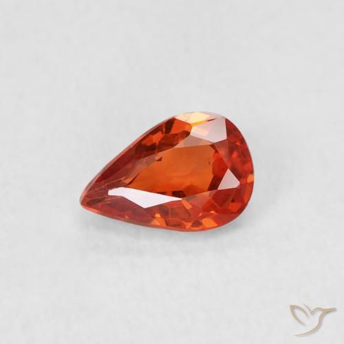 0.52ct 자연스러운 파이어 오렌지 사파이어, 배 모양, VS
