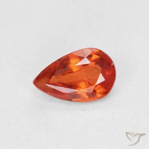 0.55ct 자연스러운 붉은 오렌지 사파이어, 배 모양, VS