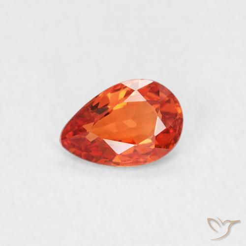 0.42ct 자연스러운 따뜻한 오렌지 사파이어, 배 모양, VVS-VS
