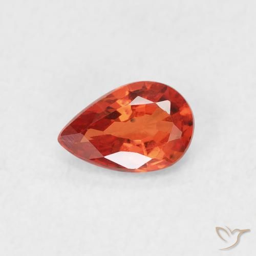 0.42ct 자연스러운 따뜻한 오렌지 사파이어, 배 모양, VVS-VS