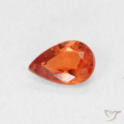 0.59ct 자연스러운 파이어 오렌지 사파이어, 배 모양, VS