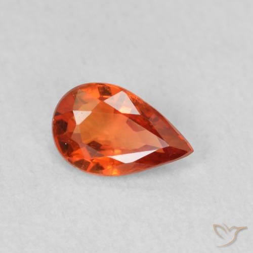 0.44ct 자연스러운 딥 오렌지 사파이어, 배 모양, VS
